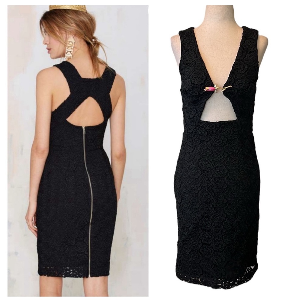 Nasty Gal cut out floral lace dress